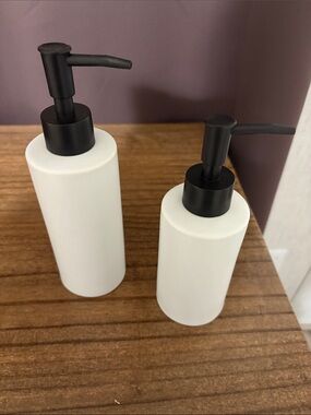 Home Accents White Refillable Soap Dispenser with Black Pump - Set of 2